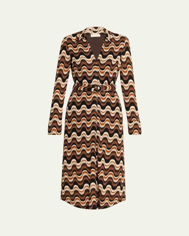 Swirl Lydia Belted Midi Shirtdress